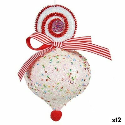 Décorations de Noël Krist+ 64814836 Blanc Rouge Larme 11 x 17 x 11 cm (12 Unités)