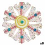 Décorations de Noël Krist+ 64815312 Blanc Rouge Flocons de neige 17 x 6 x 17 cm (8 Unités)