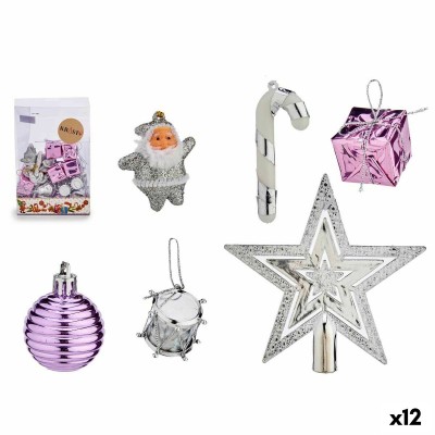 Ensemble Décorations de Noël Krist+ 95442 Violet Argenté PVC (12 Unités)