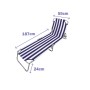 Marbueno Transat Pliant Acier Rayures Bleues et Blanches Plage et Piscine 187X55X24 cm 10020