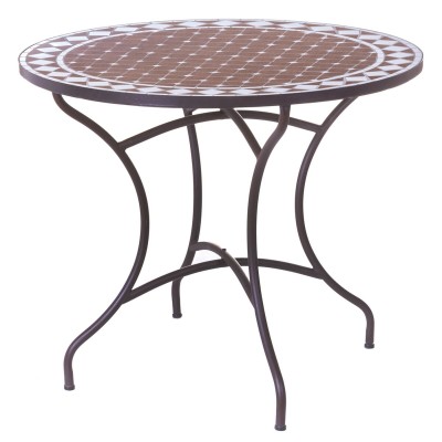 Table d'appoint Persea Blanc Marron Céramique 90 x 90 x 75 cm