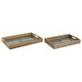 Set of trays Home ESPRIT Blue Natural Mango wood 43,5 x 27 x 5,5 cm (2 Units)