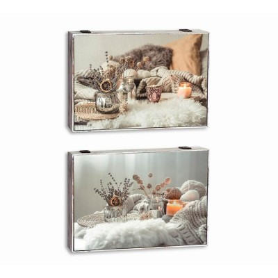 Boîte Décorative DKD Home Decor Multicouleur Bois MDF Spa Compteur (2 Unités)