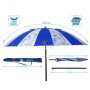 Parasol de plage Bleu Ø 220 cm SPF50+ Marin