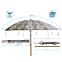 Beach parasol Grey Ø 180 cm SPF50+ Boho