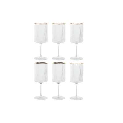 Set of glasses Home ESPRIT Transparent Golden Crystal 400 ml (6 Units)