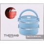 Set of lunch boxes ThermoSport Blue Red Steel Plastic 600 ml 2 Pieces (6 Units)