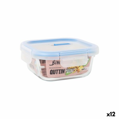 Hermetic Lunch Box Quttin Boho Transparent 550 ml (12 Units)