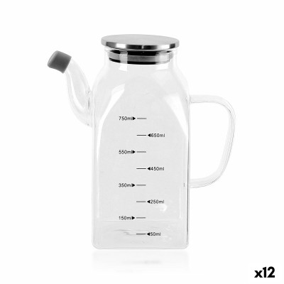 Cruet La Mediterránea Transparent Silver Metal Borosilicate Glass 0,75 L (12 Units)