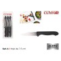 Peeler Knife Set Cuyfor Black Silver Stainless steel 7,5 cm 6 Pieces (24 Units)