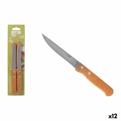 Kitchen Knife Quttin Natura Brown Silver Stainless steel 10,5 cm 4 Pieces (12 Units)