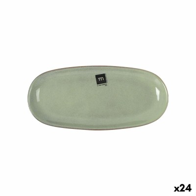 Serving Platter La Mediterránea Macarella green Oval 25 x 12 x 2,2 cm (24 Units)