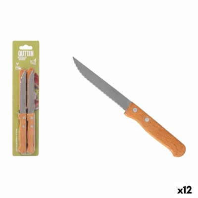 Meat Knife Set Inde Natura Brown Silver 10,5 cm Multi-use 4 Pieces (12 Units)