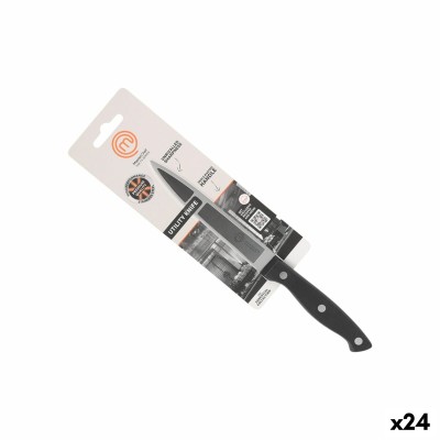 Couteau de cuisine MasterChef Noir Argenté 12 cm Polyvalents (24 Unités)