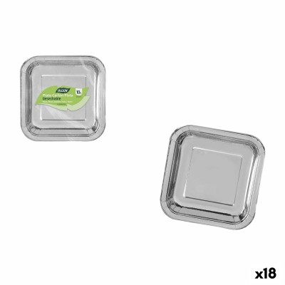 Plate set Algon Silver 20 cm 20 x 2 cm 10 Pieces (18 Units)