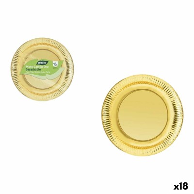 Plate set Algon Golden 23 cm 10 Pieces (18 Units)