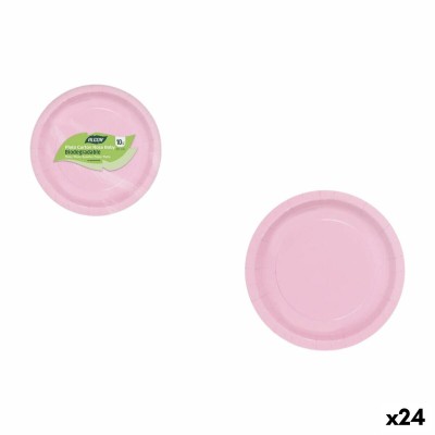 Plate set Algon Pink 20 cm 10 Pieces (24 Units)