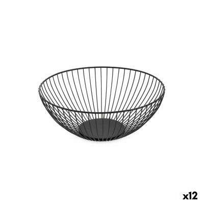 Coupe à fruits Confortime Noir Métal 24,5 x 24,5 x 10 cm (12 Unités)