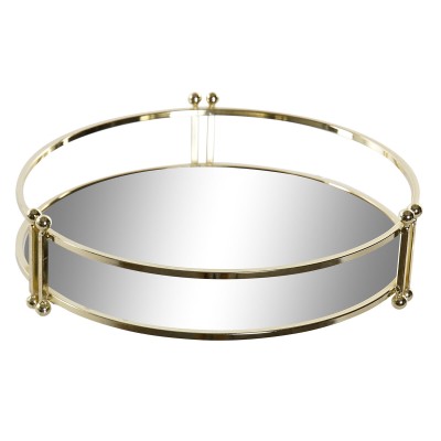 Plateau apéritif DKD Home Decor 21,5 x 21,5 x 5,5 cm Miroir Doré Métal Glam