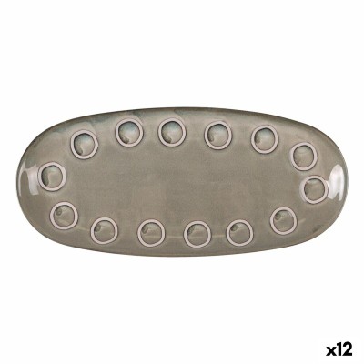 Serving Platter La Mediterránea Almudena Grey Oval 33 x 14,8 x 2,7 cm (12 Units)
