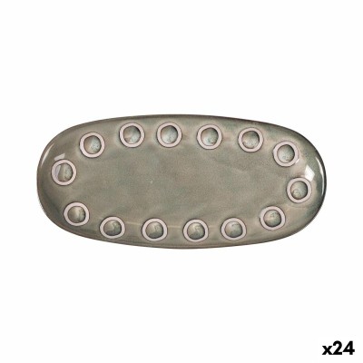 Plat à Gratin La Mediterránea Almudena Gris Oblongue 25 x 12 x 2,2 cm (24 Unités)