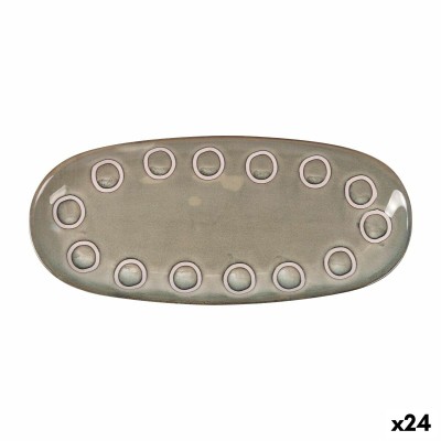 Serving Platter La Mediterránea Almudena Grey Oval 29 x 13,5 x 2,4 cm (24 Units)
