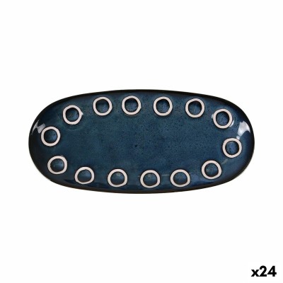 Serving Platter La Mediterránea Almudena Blue Oval 25 x 12 x 2,2 cm (24 Units)