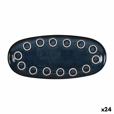 Serving Platter La Mediterránea Almudena Blue Oval 29 x 13,5 x 2,4 cm (24 Units)
