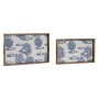 Jeux de plateaux Home ESPRIT Bleu Blanc Naturel Bois de manguier 43,5 x 27 x 5,5 cm (2 Unités)