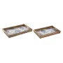Jeux de plateaux Home ESPRIT Bleu Blanc Naturel Bois de manguier 43,5 x 27 x 5,5 cm (2 Unités)