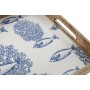 Jeux de plateaux Home ESPRIT Bleu Blanc Naturel Bois de manguier 43,5 x 27 x 5,5 cm (2 Unités)