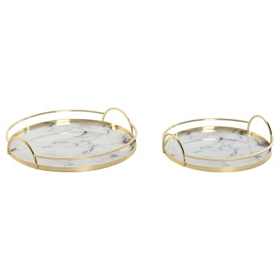 Jeux de plateaux Home ESPRIT Blanc Doré Moderne 30 x 30 x 6 cm (2 Unités)