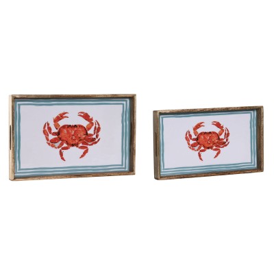 Jeux de plateaux Home ESPRIT Multicouleur Bois de manguier 43,5 x 27 x 5,5 cm (2 Unités)