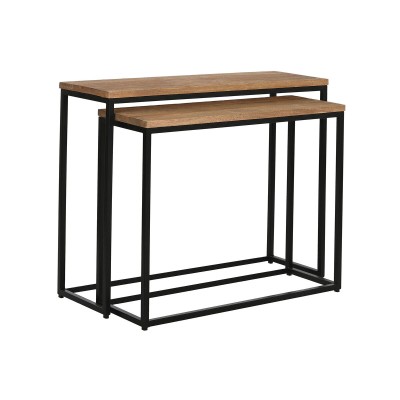 Console Home ESPRIT Marron Noir 96 x 30 x 77 cm (2 Pièces)