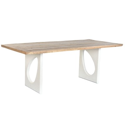 Table de Salle à Manger Home ESPRIT Blanc Naturel Bois Recyclé Bois de manguier 200 x 100 x 77 cm 200,5 x 100,5 x 77 cm