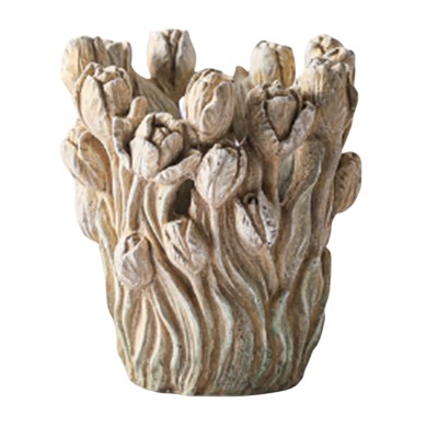 Vase Home ESPRIT Grey Cement Tulip 21 x 21 x 23 cm