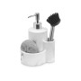 Distributeur de Liquide Vaisselle 2 en 1 Kinvara B5614 Plastique Polyrésine 14 x 18,5 x 12 cm Cuisine (12 Unités)