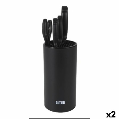 Set of Kitchen Knives and Stand Quttin Nero 5 Pieces (2 Units)