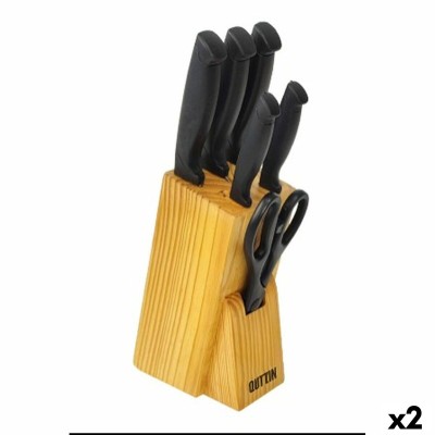 Set of Kitchen Knives and Stand Quttin Nero Black 7 Pieces (2 Units)