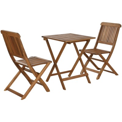 Ensemble Table + 2 Chaises Home ESPRIT Marron 60 x 60 x 74 cm