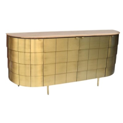 Sideboard Home ESPRIT Golden Brass Mango wood 197 x 46 x 85 cm