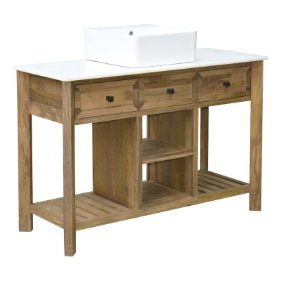 meuble bas pour lavabo Home ESPRIT Blanc Naturel Céramique Bois de manguier 120 x 50 x 82 cm