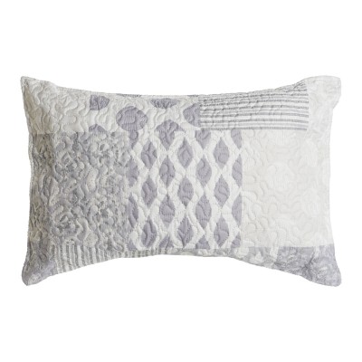 Cushion DKD Home Decor Beige Grey Polyester Patchwork 60 x 10 x 40 cm