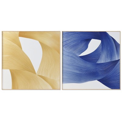 Cadre Home ESPRIT Jaune Bleu Moderne 120 x 3,5 x 120 cm (2 Unités)