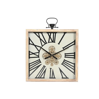 Horloge Murale Home ESPRIT Blanc Naturel Métal Bois de pin 60 x 8,5 x 73 cm