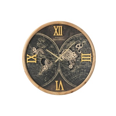 Horloge Murale Home ESPRIT Noir Doré Verre Fer Vintage 62 x 8,5 x 62 cm