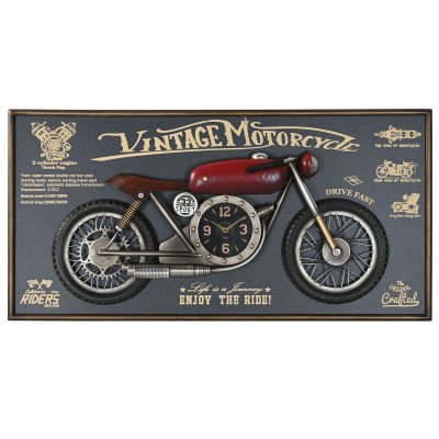 Horloge Murale Home ESPRIT Rouge Doré PVC Métal Moto Vintage 120 x 15,5 x 60 cm