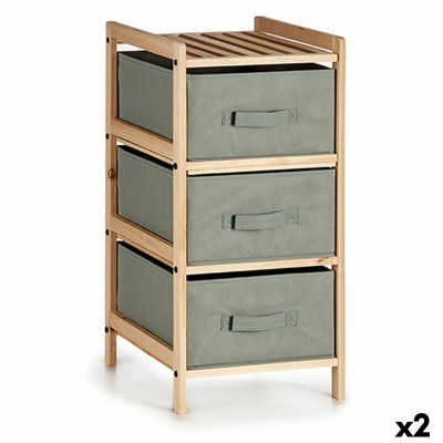 Caisson à Tiroirs Gris Bois Textile 36 x 66 x 34 cm (2 Unités)