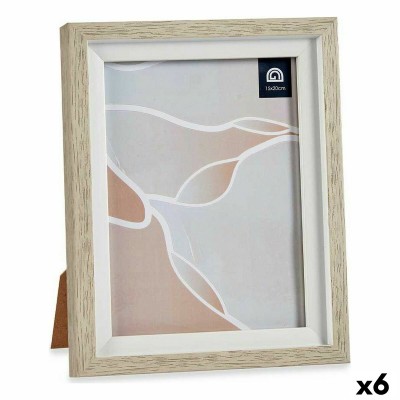 Cadre photo 18,8 x 23,8 x 2 cm Verre Beige Blanc Plastique (6 Unités)