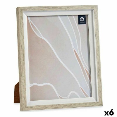 Cadre photo 24 x 2 x 29 cm Verre Beige Blanc Plastique (6 Unités)